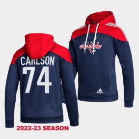Washington Capitals John Carlson Stylish Navy AEROREADY Pullover 2022-23 Hoodie
