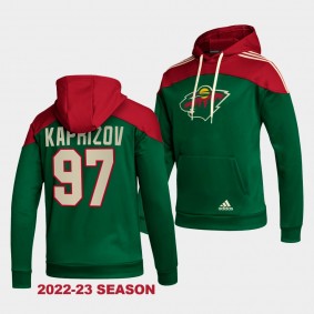 Kirill Kaprizov Minnesota Wild Stylish Green 2022-23 AEROREADY Pullover Hoodie
