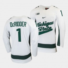 Drew DeRidder Michigan State Spartans College Hockey White Jersey 1