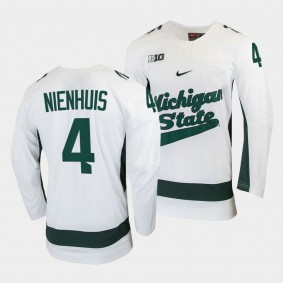 Nash Nienhuis Michigan State Spartans College Hockey White Jersey 4