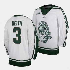 Michigan State Spartans Duncan Keith Replica Hockey White 2023-24 Jersey