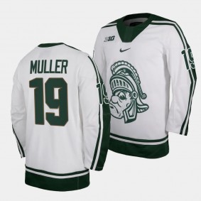 Michigan State Spartans Nicolas Muller Replica Hockey White 2023-24 Jersey