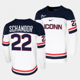 Hudson Schandor UConn Huskies College Hockey White Replica Jersey 22