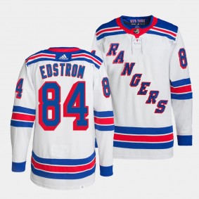 Adam Edstrom New York Rangers Away White #84 Authentic Pro Primegreen Jersey Men's