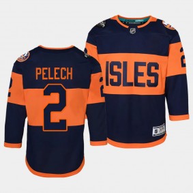 New York Islanders #2 Adam Pelech 2024 NHL Stadium Series Premier Player Navy Youth Jersey