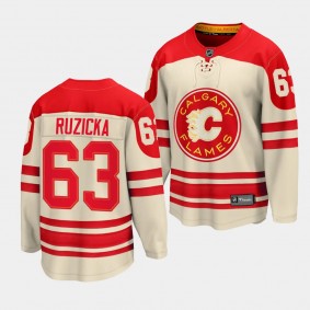 Calgary Flames Adam Ruzicka 2023 NHL Heritage Classic Cream Premier Breakaway Player Jersey Men's