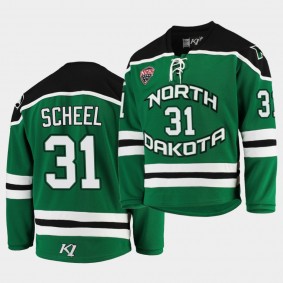 NCHC Adam Scheel North Dakota Fighting Hawks Replica Green College Hockey Jersey