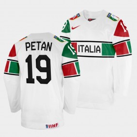 Italy 2022 IIHF World Championship Alex Petan #19 White Jersey Home