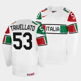 Italy 2022 IIHF World Championship Alex Trivellato #53 White Jersey Home
