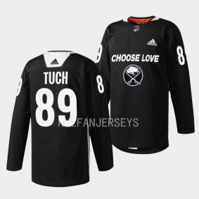 Buffalo Sabres 2023 Choose Love Night Alex Tuch #89 Black Jersey Warm-up