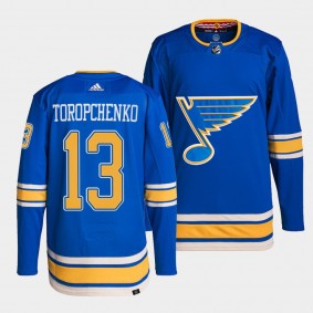 St. Louis Blues Primegreen Authentic Alexey Toropchenko #13 Blue Jersey Alternate