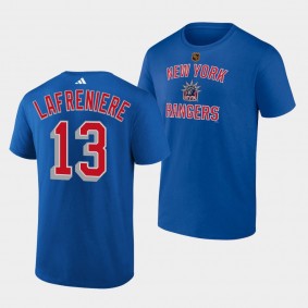 Alexis Lafreniere #13 New York Rangers Reverse Retro 2.0 Wheelhouse Blue T-Shirt