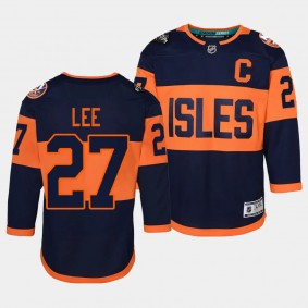 New York Islanders #27 Anders Lee 2024 NHL Stadium Series Premier Player Navy Youth Jersey