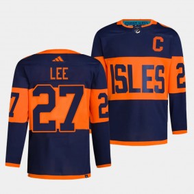 New York Islanders 2024 NHL Stadium Series Anders Lee #27 Navy Authentic Pro Jersey Men's