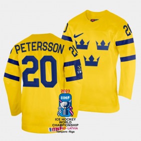 Sweden 2023 IIHF World Championship Andre Petersson #20 Yellow Jersey Home