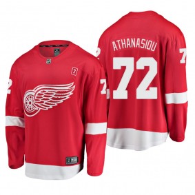Men's Andreas Athanasiou #72 Detroit Red Wings Home Red #7 Patch Jersey