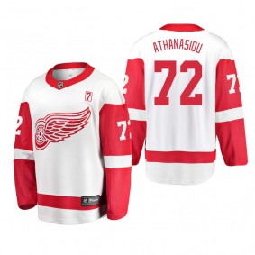 Men's Andreas Athanasiou #72 Detroit Red Wings Away White #7 Patch Jersey