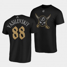 Andrei Vasilevskiy #88 Tampa Bay Lightning Gasparilla inspired Pirate-themed Black T-Shirt