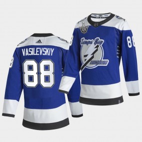 Andrei Vasilevskiy #88 Lightning 2021 Stanley Cup Playoffs Reverse Retro Blue Jersey