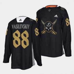 Tampa Bay Lightning Andrei Vasilevskiy Gasparilla inspired #88 Black Jersey Pirate-themed Warmup