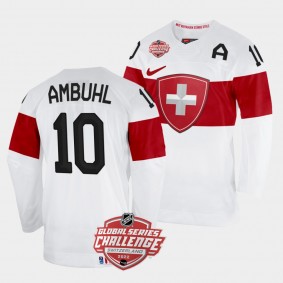Switzerland 2022 NHL Global Series Andres Ambuhl #10 White Jersey Away