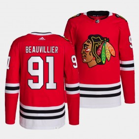 Anthony Beauvillier Chicago Blackhawks Home Red #91 Authentic Pro Primegreen Jersey Men's
