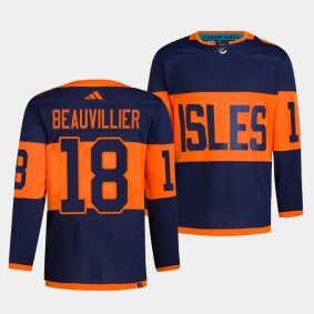 New York Islanders 2024 NHL Stadium Series Anthony Beauvillier #18 Navy Authentic Pro Jersey Men's