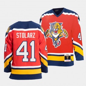 Anthony Stolarz Florida Panthers 95-96 Authentic Blue Line Red #41 Jersey Mitchell Ness