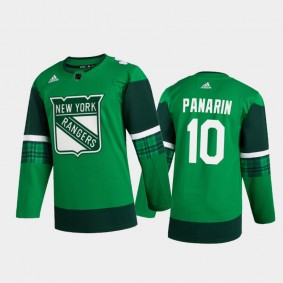 New York Rangers Artemi Panarin #10 2020 St. Patrick's Day Authentic Player Jersey Green