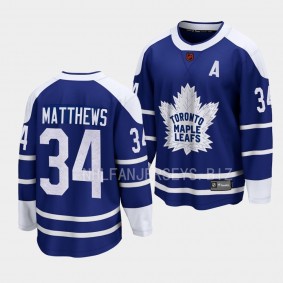 Toronto Maple Leafs Auston Matthews Special Edition 2.0 2022 Blue Breakaway Retro Jersey Men's