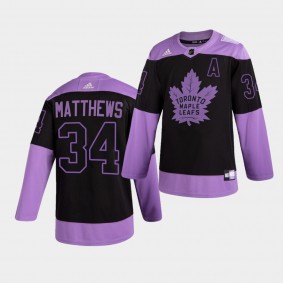 Toronto Maple Leafs Auston Matthews HockeyFightsCancer Jersey Purple Authentic