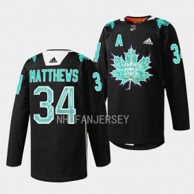 Toronto Maple Leafs 2023 Indigenous Celebration Game Auston Matthews #34 Black Jersey Warmup Sweater
