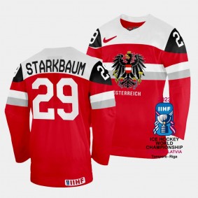 Bernhard Starkbaum 2023 IIHF World Championship Australia #29 Red Away Jersey Men