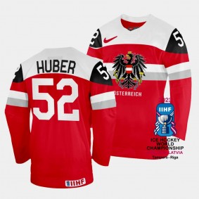 Paul Huber 2023 IIHF World Championship Australia #52 Red Away Jersey Men