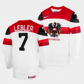 Brian Lebler 2022 IIHF World Championship Austria Hockey #7 White Jersey Home
