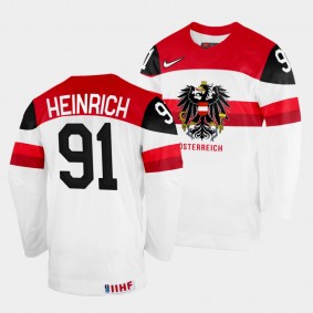 Dominique Heinrich 2022 IIHF World Championship Austria Hockey #91 White Jersey Home