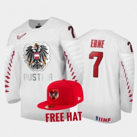 Luca Erne Austria Hockey White Free Hat Jersey 2022 IIHF World Junior Championship