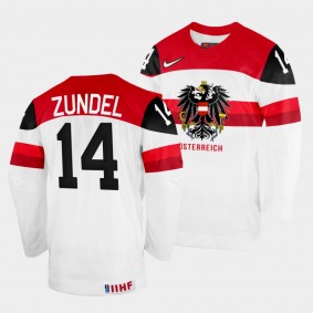 Kilian Zundel 2022 IIHF World Championship Austria Hockey #14 White Jersey Home