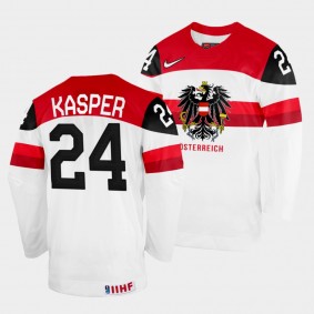 Marco Kasper 2022 IIHF World Championship Austria Hockey #24 White Jersey Home