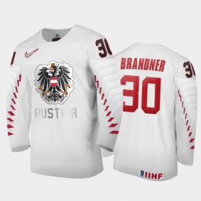 Men Austria Team 2021 IIHF World Junior Championship Jakob Brandner #30 Home White Jersey
