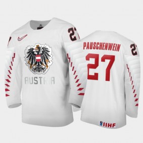Men Austria Team 2021 IIHF World Junior Championship Julian Pauschenwein #27 Home White Jersey