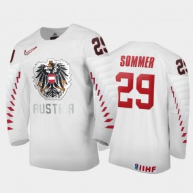 Men Austria Team 2021 IIHF World Junior Championship Leon Sommer #29 Home White Jersey