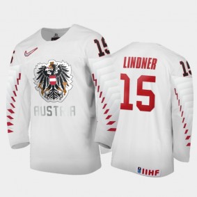Men Austria Team 2021 IIHF World Junior Championship Luis Lindner #15 Home White Jersey