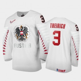 Men Austria Team 2021 IIHF World Junior Championship Maximilian Theirich #3 Home White Jersey