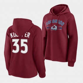 Women Darcy Kuemper Colorado Avalanche #35 Perfect Play Burgundy Hoodie Pullover