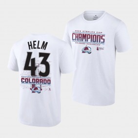 Darren Helm Colorado Avalanche 2022 Stanley Cup Champions White Signature Roster T-Shirt #43