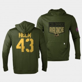 Colorado Avalanche Darren Helm 2022 Salute to Service Olive Levelwear Hoodie