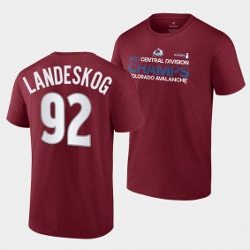 Colorado Avalanche Gabriel Landeskog 2022 Central Division Champions Big Tall Burgundy #92 T-Shirt