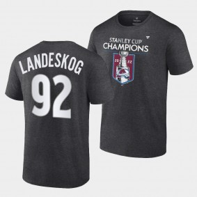 Colorado Avalanche 2022 Stanley Cup Champions Gabriel Landeskog #92 Charcoal T-Shirt Locker Room