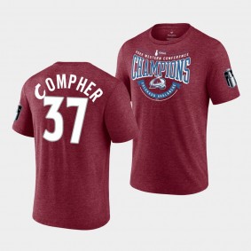 Colorado Avalanche J.T. Compher 2022 Western Conference Champs Go Ahead Goal Burgundy #37 T-Shirt